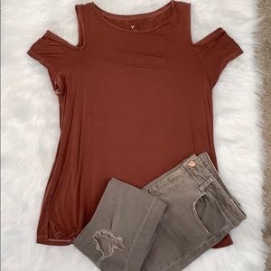 burnt orange cutout top
